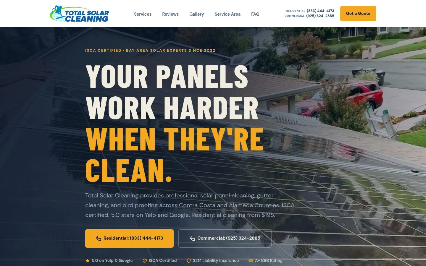 Total Solar Cleaning website — Bay Area solar panel cleaning